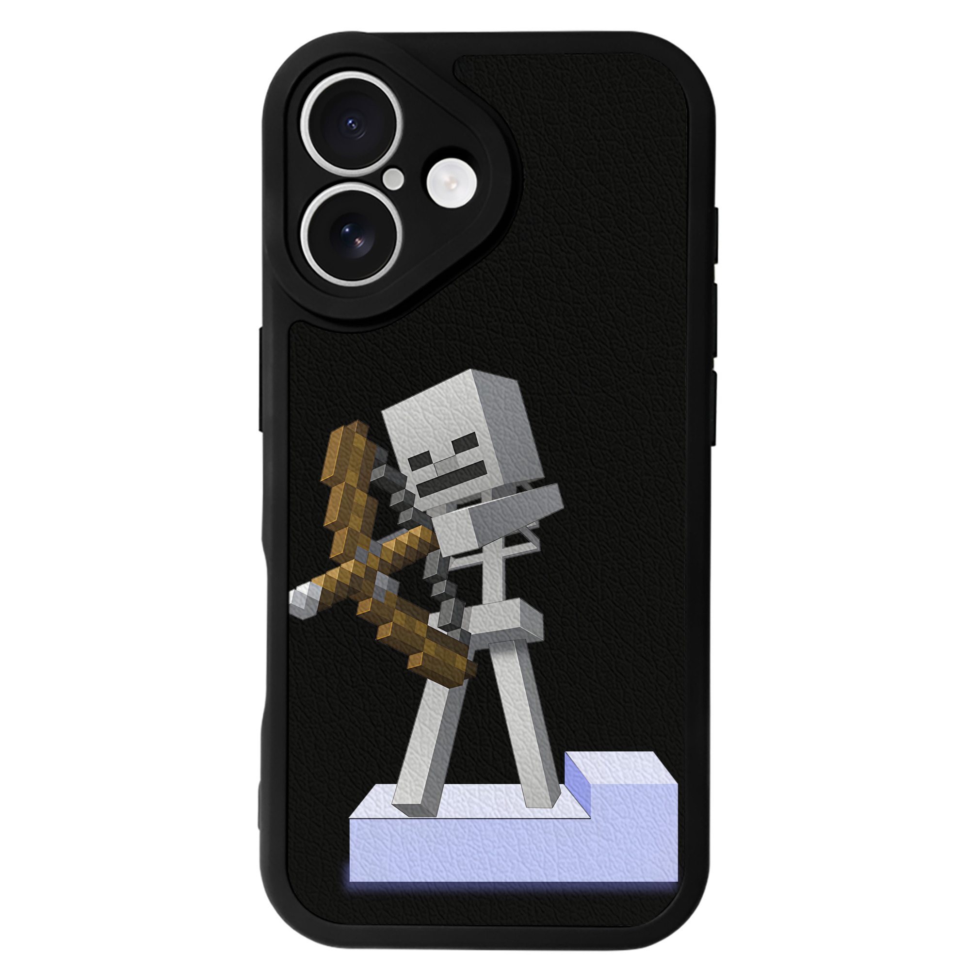 （画像用） マインクラフト ブロックの世界 Minecraft MC Block world 【iPhone 16シリーズ対応】シリコンスマホケース（レザー調） 材質：シリコン